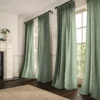 green plain linen curtains