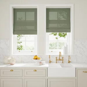 green plain linen blinds