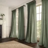 green plain linen curtains