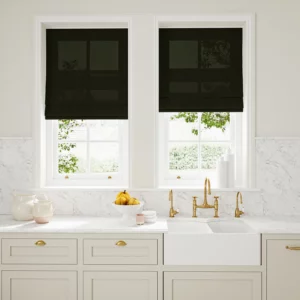 black plain linen blinds