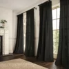 black plain linen curtains