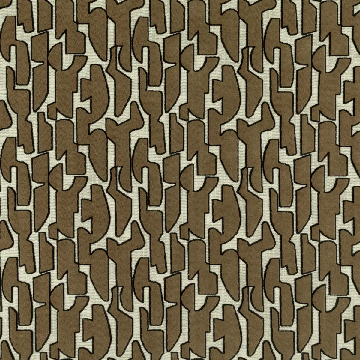Serac Fabric - Elm by brown geometric velvet-chenille fabric from Villa Nova