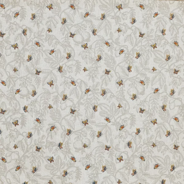 Melati Fabric - Slate by yellow animal embroideried fabric from Prestigious Textiles