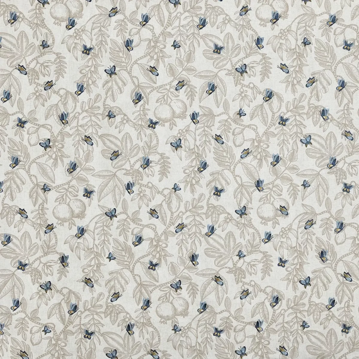blue animal embroideried fabric from Prestigious Textiles