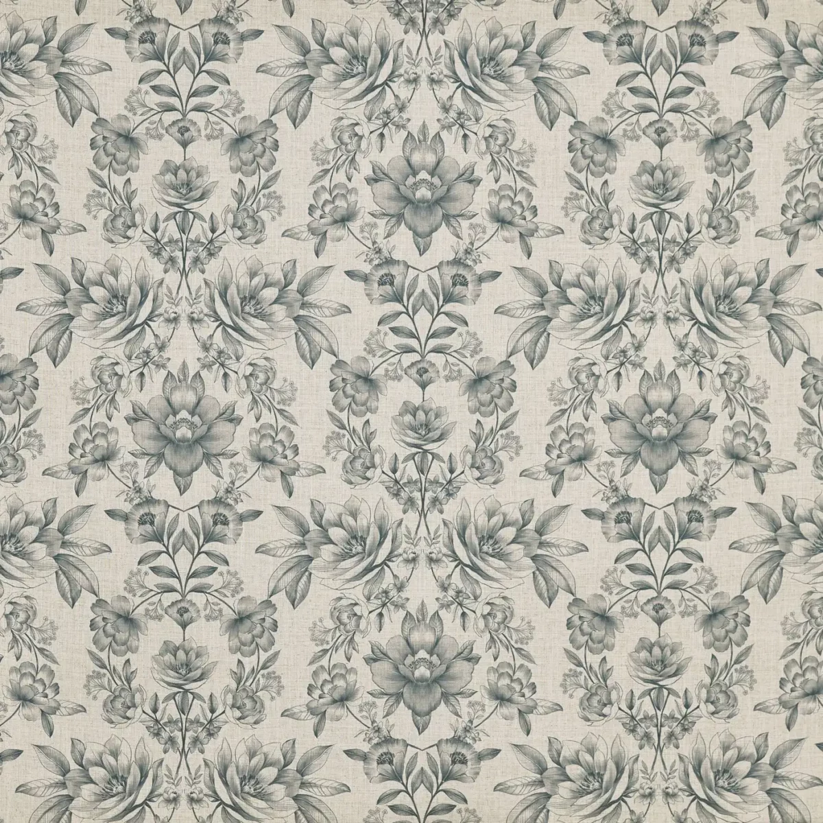 black-grey botanical printed fabric from Prestigious Textiles