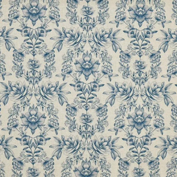 Makassar Fabric - Cobalt by blue botanical printed fabric from Prestigious Textiles