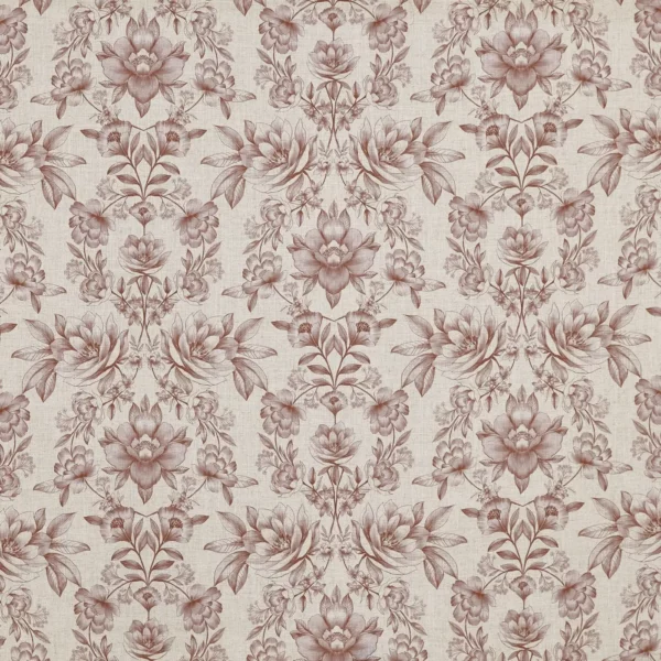 Makassar Fabric - Marsala by pink botanical printed fabric from Prestigious Textiles