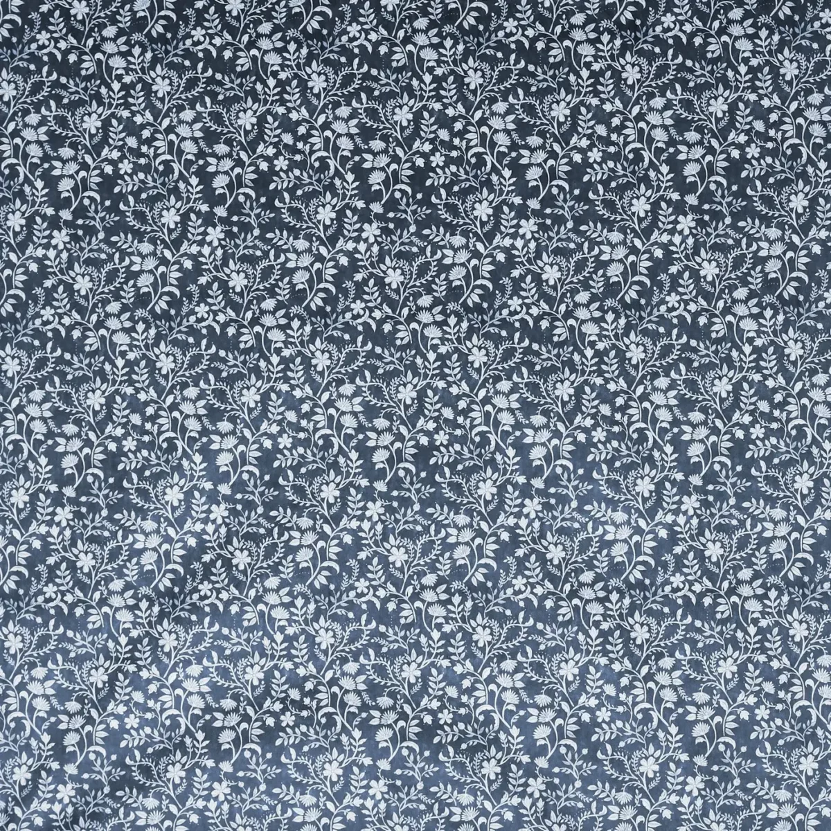 Brunei Fabric - Cobalt by blue botanical printed fabric from Prestigious Textiles