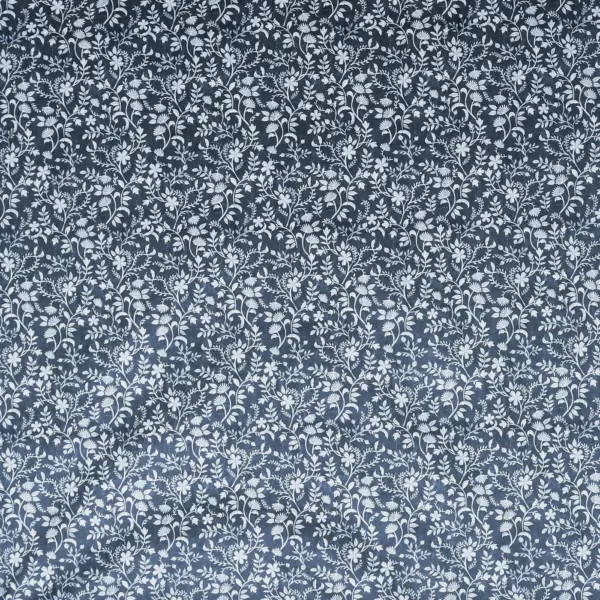 Brunei Fabric - Cobalt by blue botanical printed fabric from Prestigious Textiles