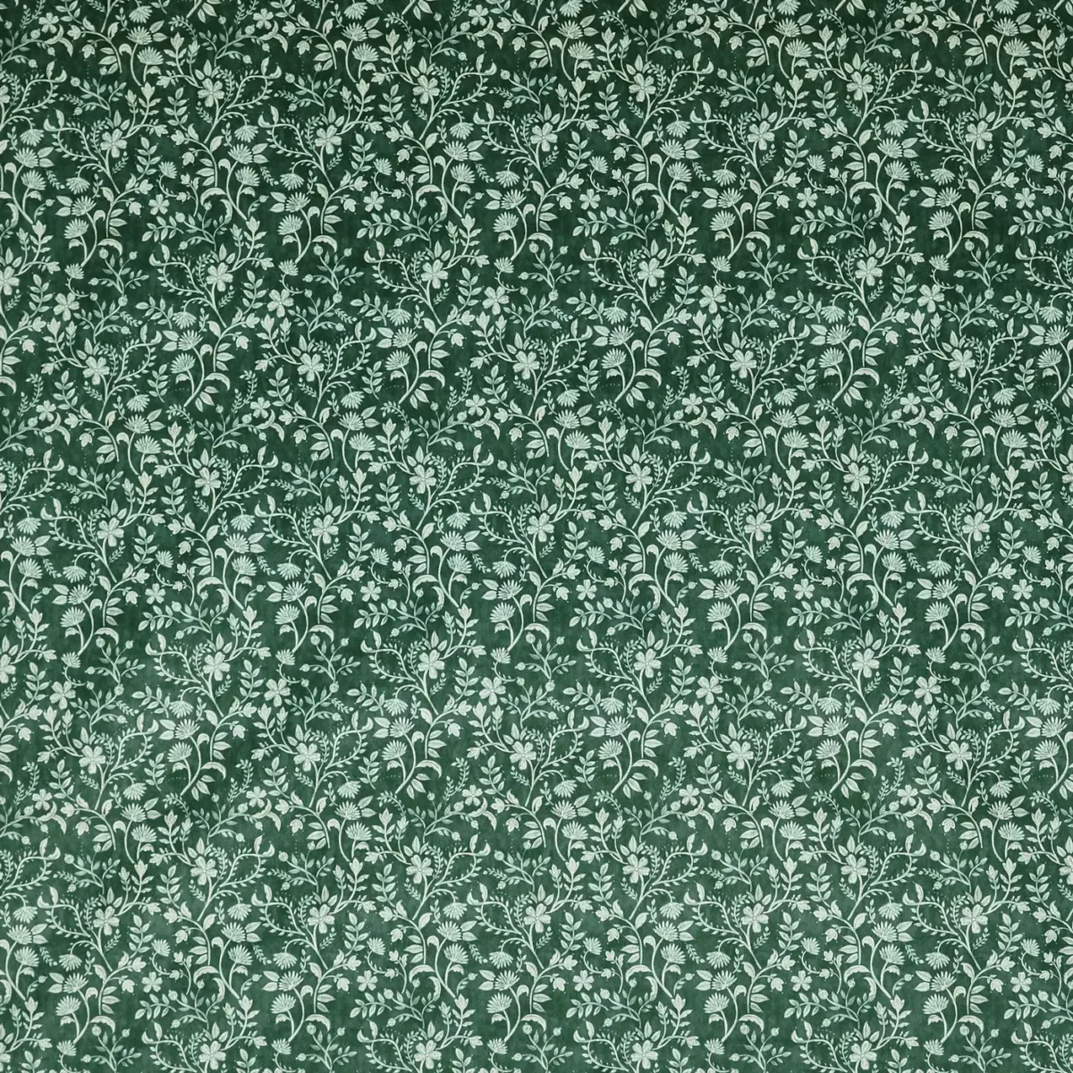 Brunei Fabric - Emerald by green botanical printed fabric from Prestigious Textiles