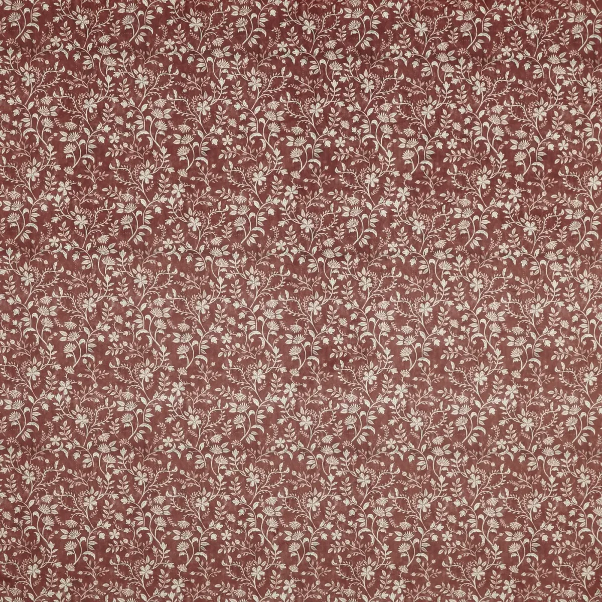 Brunei Fabric - Copper by red botanical printed fabric from Prestigious Textiles