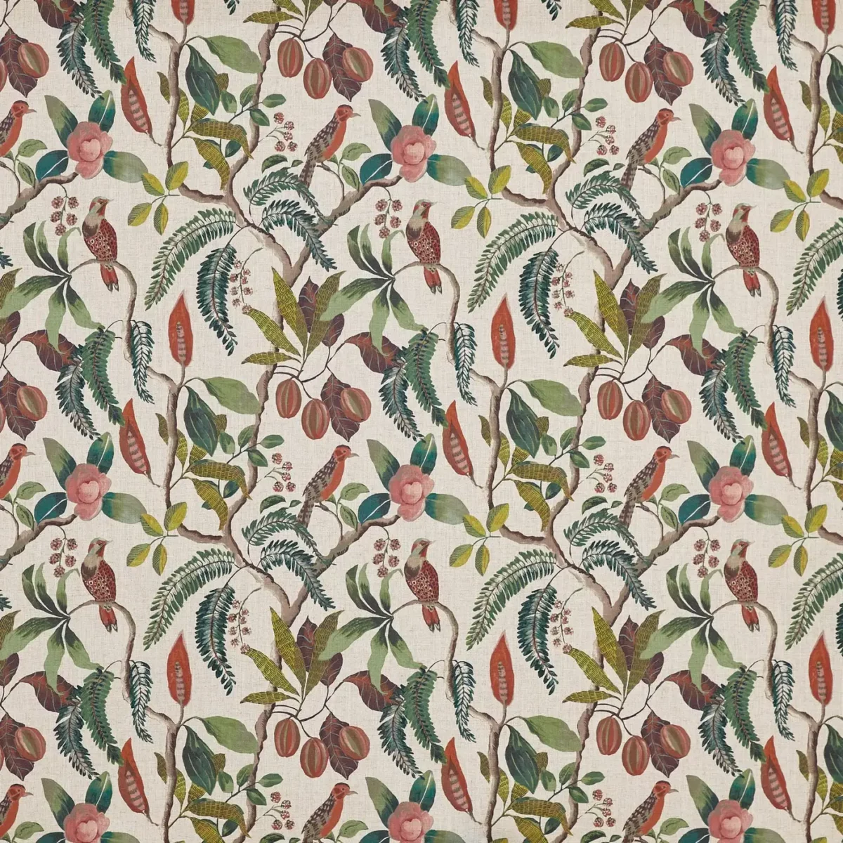 Banyu Fabric - Papaya by green animal printed fabric from Prestigious Textiles