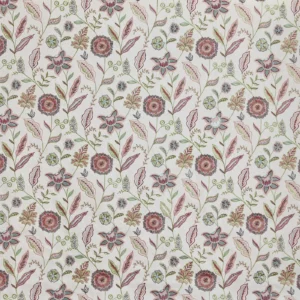 red botanical embroideried fabric from Prestigious Textiles