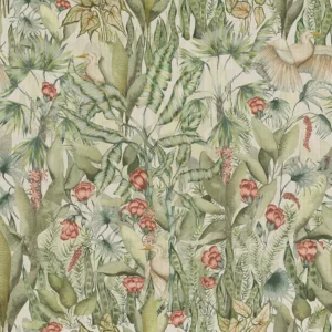 green botanical cotton fabric from Voyage Maison