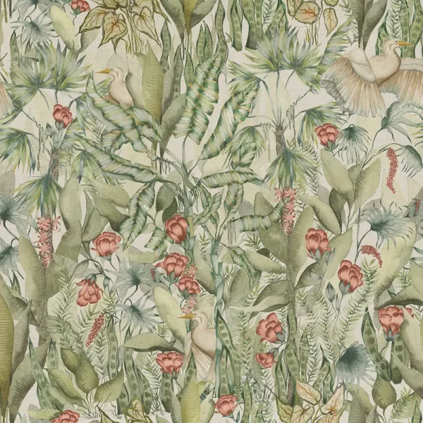 green botanical cotton fabric from Voyage Maison
