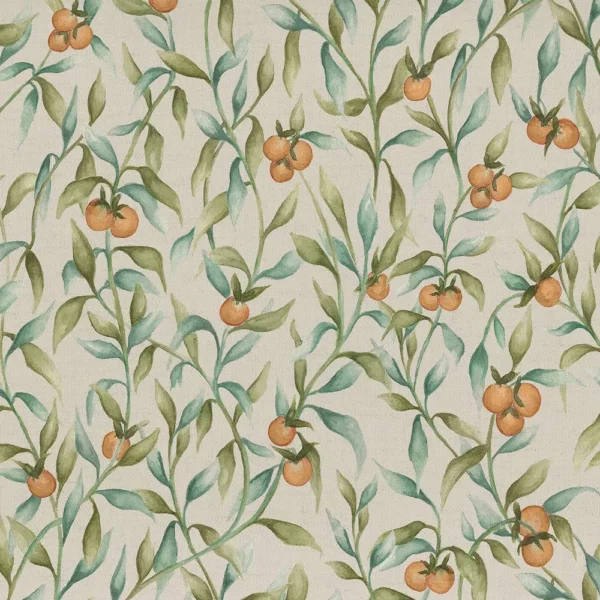 Aura Fabric - Moss by green botanical cotton fabric from Voyage Maison