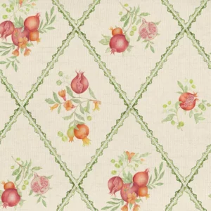 orange botanical cotton fabric from Voyage Maison