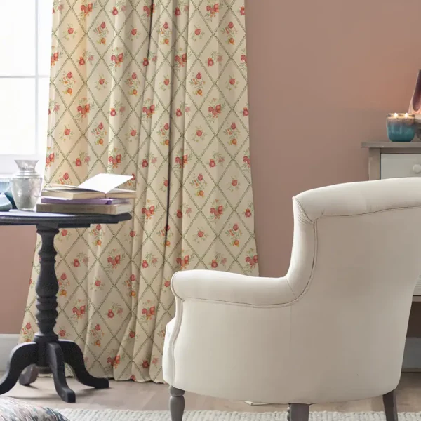 Pomegranate Trellis Fabric - Cream by Pomegranate Trellis Fabric - Cream from