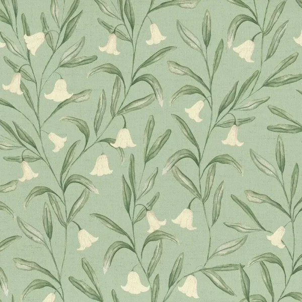 Bell Meadow Fabric - Verdure by green botanical cotton fabric from Voyage Maison