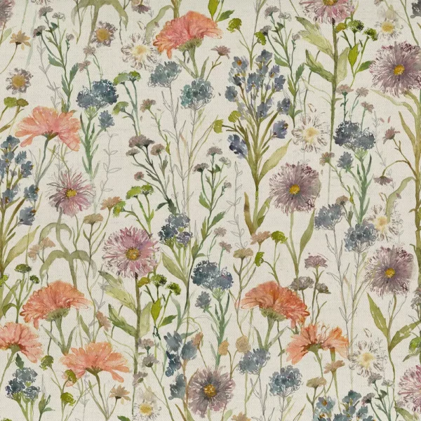 Medmerry Fabric - Apricot by red botanical printed fabric from Voyage Maison
