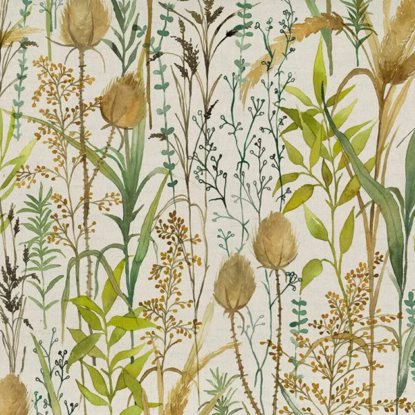 Lydiard Fabric - Linen by yellow botanical printed fabric from Voyage Maison