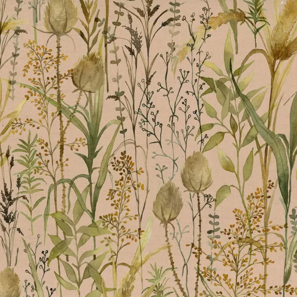 Lydiard Fabric - Apricot by pink botanical printed fabric from Voyage Maison