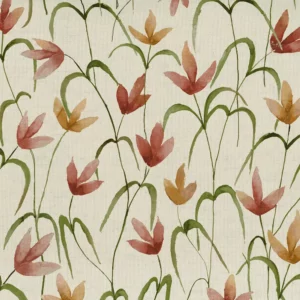 red botanical printed fabric from Voyage Maison