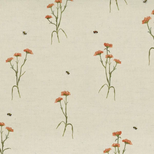 Allimore Fabric - Linen by red botanical printed fabric from Voyage Maison