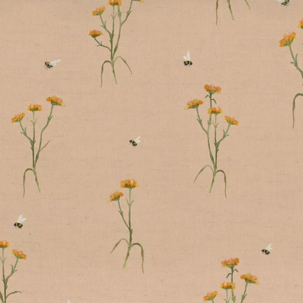 Allimore Fabric - Apricot by orange botanical printed fabric from Voyage Maison
