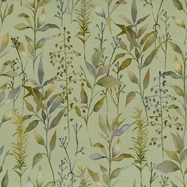 Aberduna Fabric - Sage by blue botanical printed fabric from Voyage Maison
