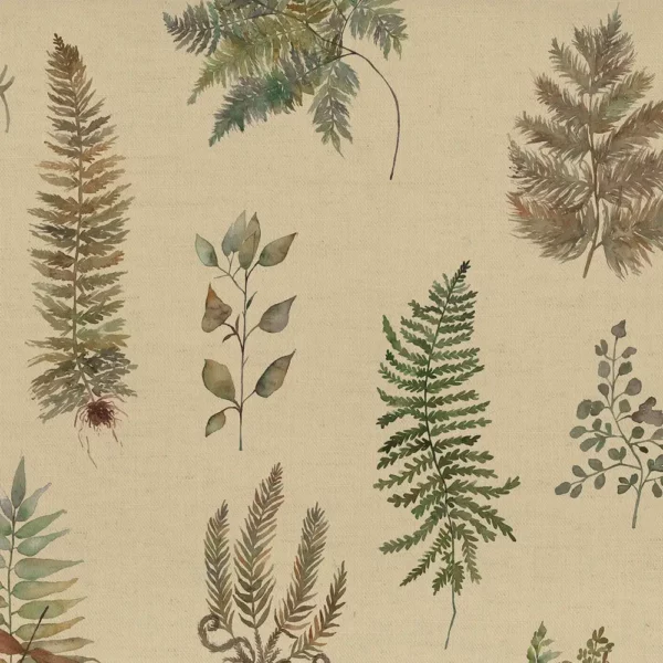Verbena Fabric - Mulberry by brown botanical printed fabric from Voyage Maison