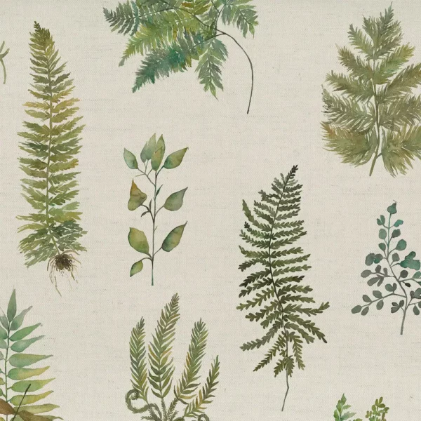 Verbena Fabric - Linen by green botanical printed fabric from Voyage Maison