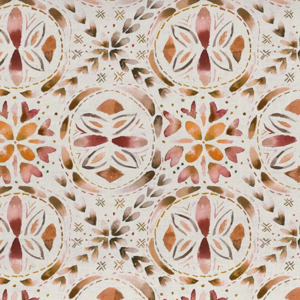 Casia Fabric - Terracotta by red traditional printed fabric from Voyage Maison