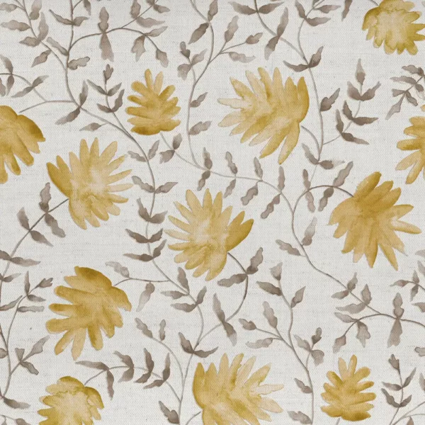 Elai Fabric - Stone by brown botanical printed fabric from Voyage Maison