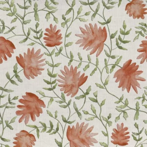 red botanical printed fabric from Voyage Maison