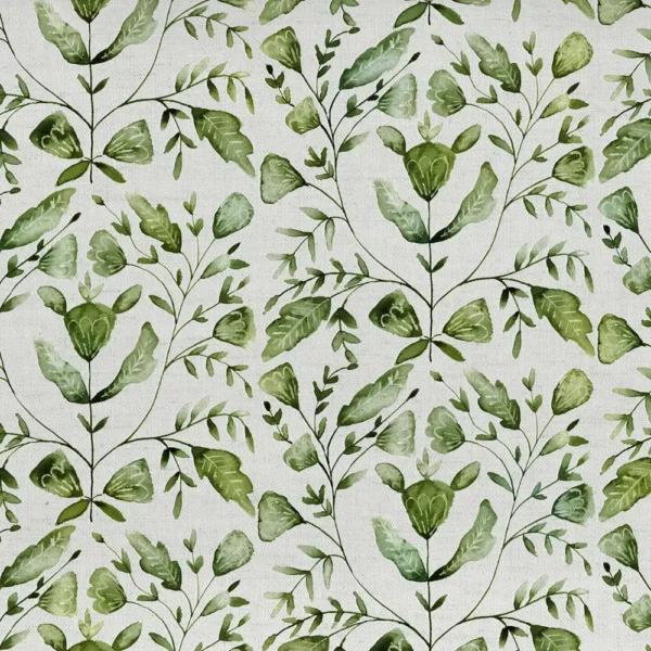 Juna Fabric - Sage by green botanical printed fabric from Voyage Maison