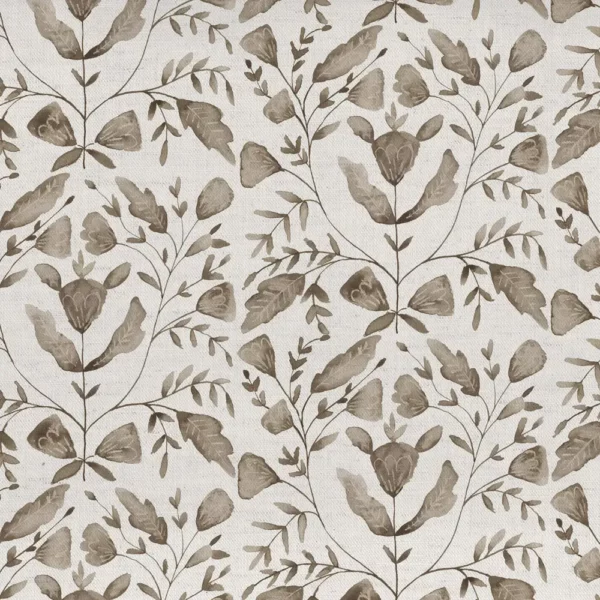 Juna Fabric - Stone by brown botanical printed fabric from Voyage Maison