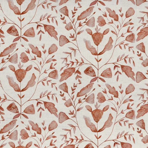 Juna Fabric - Terracotta by red botanical printed fabric from Voyage Maison