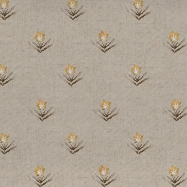 Raja Fabric - Stone by brown botanical printed fabric from Voyage Maison