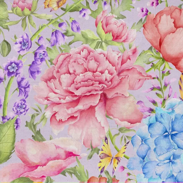 Idalia Fabric - Heather by multicolour botanical printed fabric from Voyage Maison