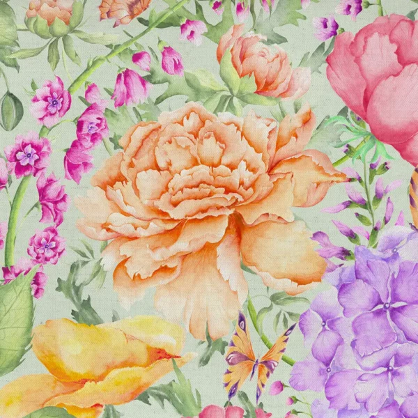 Idalia Fabric - Sage by green botanical printed fabric from Voyage Maison