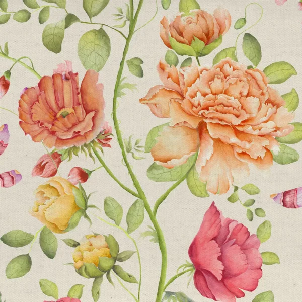 orange botanical printed fabric from Voyage Maison