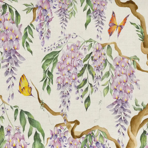 pink botanical printed fabric from Voyage Maison