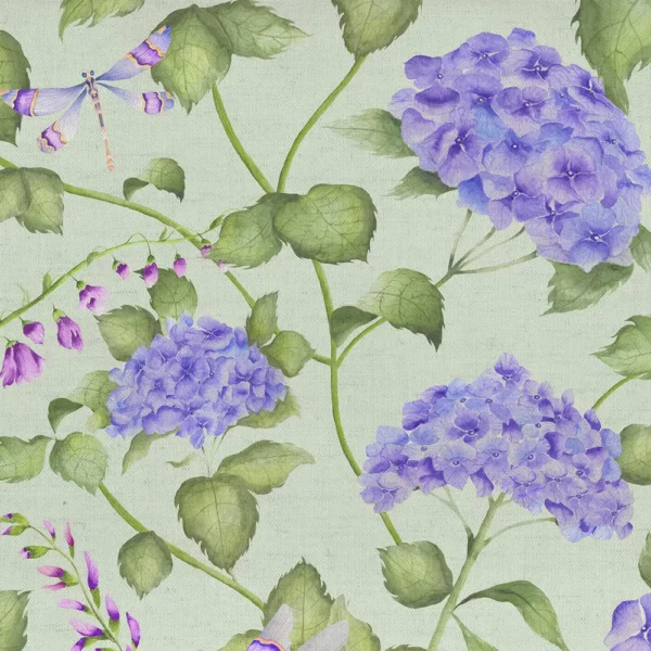 Sylvana Fabric - Sage by green botanical printed fabric from Voyage Maison