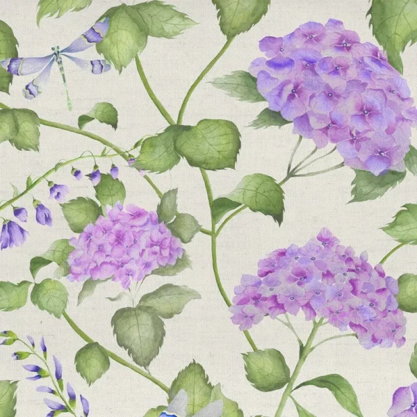 Sylvana Fabric - Violet by pink botanical printed fabric from Voyage Maison