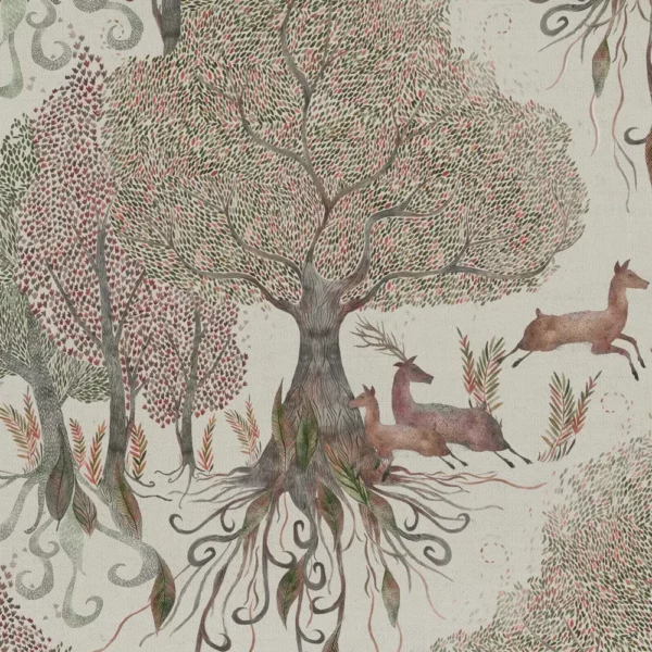 Willow Woods Fabric - Stone by brown animal printed fabric from Voyage Maison