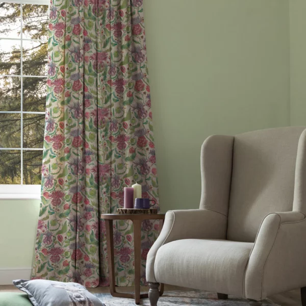 Fairytale Bristles Fabric - Dawn by purple floral printed fabric from Voyage Maison in a room 1
