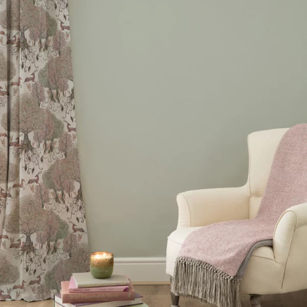 Willow Woods Fabric - Stone by brown floral printed fabric from Voyage Maison in a room 1