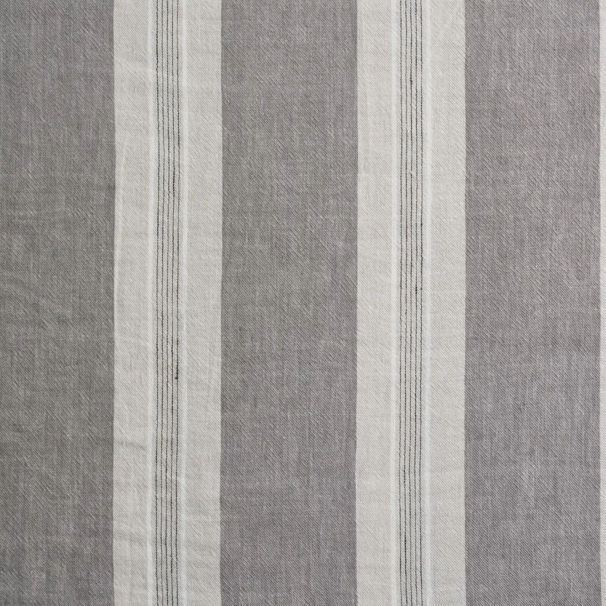Thora Fabric - Flint by black-grey striped cotton fabric from Kai