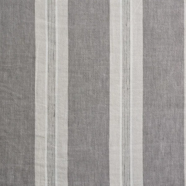 Thora Fabric - Flint by black-grey striped cotton fabric from Kai